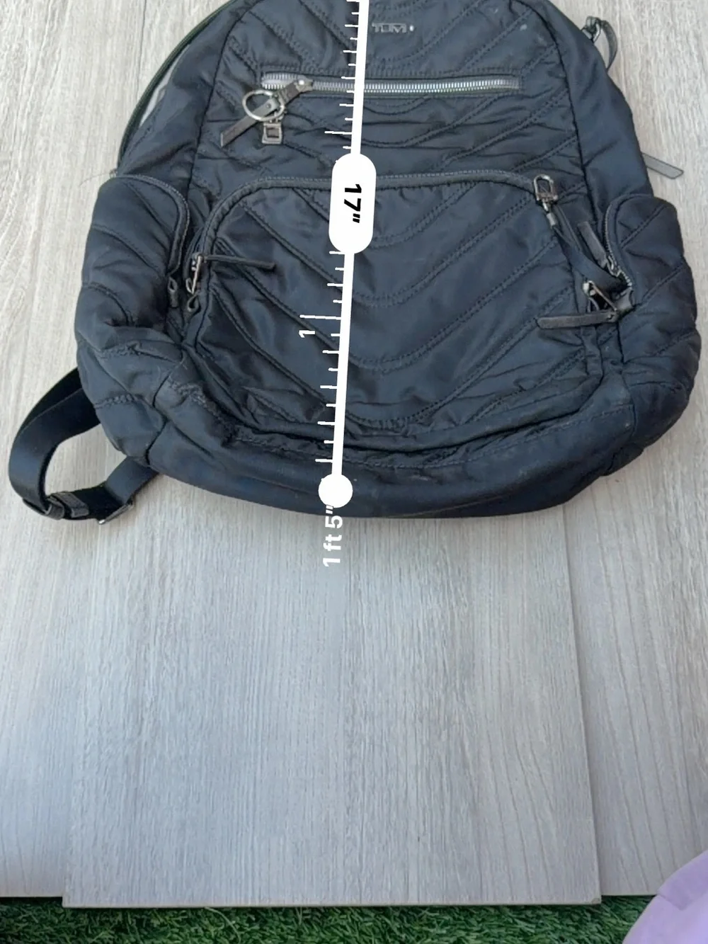 Tumi Black Quilted Nylon Backpack for Men